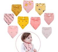 Viedouce Babero Bebe 9 Piezas,Bandana Bebe para Niños Niñas,Baberos Bebe Recien Nacido Algodon con Ajustables Botón,Suave & Absorbente