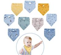 Viedouce Babero Bebe 9 Piezas,Bandana Bebe para Niños Niñas,Baberos Bebe Recien Nacido Algodon con Ajustables Botón,Suave & Absorbente