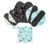 Viedouce Compresas Reutilizables,Paquete de 6 Stoffbinden Waschbar, Salvaslip Reutilizable,Compresas de Tela Superabsorbentes con 1 Impermeables Bolsas de Almacenamiento