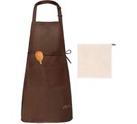 Viedouce Delantales Impermeables Ajustables del Cocinero con Bolsillo Cocina Delantale para Mujeres Hombres,Delantal Chefs Cocina(1x Delantal + 1 x Toalla de té)