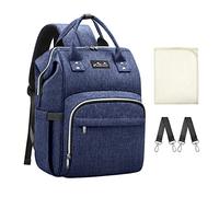 Viedouce Mochilas para Pañales Biberones, Bolso del Bebé Mamá,Impermeable con Estilo Oxford Bolso Pañal de Gran Capacidad, con Portátil Cambiador y 2 Piezas Ganchos Carrito Bebé (Azul)