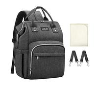 Viedouce Mochilas para Pañales Biberones,Bolso del Bebé Mamá,Impermeable con Estilo Oxford Bolso Pañal de Gran Capacidad, con Portátil Cambiador y 2 Piezas Ganchos Carrito Bebé (gris oscuro)