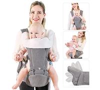 Viedouce Portabebés con Asiento Plegable,Mochila Portabebe Ergonómico con Soporte Lumbar,Porta Bebe con 5 Posiciones de ángulo Ajustable para Recién Nacidos de 3 a 36 Meses (3 a 20 kg)