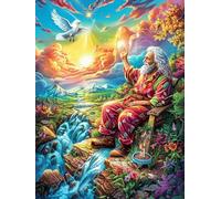 Vieil Homme méditant à la Cascade Puzzle 1000 Piezas Papel Adolescentes Mitos fantásticos Cuento De Hadas Actividad Días Libres Actividad Mente Colección Rompecabezas Regalo Creativo