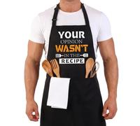 ViEinkaufen Divertido delantal de chef con bolsillos ajustables para hombre, papá, marido, Tu opinión no estaba en la receta, 70*80cm