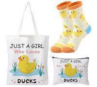 ViEinkaufen El juego de regalo de pato amarillo incluye bolsa de mano, bolsa de maquillaje, calcetines de algodón, regalos para mujeres y niñas, regalo para mamá, tía, esposa, hija, amigos, hermana
