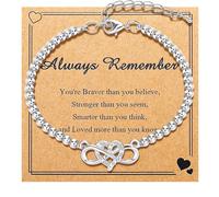 ViEinkaufen Pulsera de corazón infinito para mujer, pulsera ajustable con cuentas de circonita cúbica, caja de joyería rosa, hipoalergénica