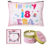 ViEinkaufen Regalos de cumpleaños número 18 para niñas, bolsa de maquillaje, pulsera, velas aromáticas y tarjeta, regalos de cumpleaños 18 para ella, regalo de 18 años para hija, sobrina, nieta