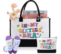 ViEinkaufen Regalos de cumpleaños número 40, 50 y 60 para mujeres, bolsa de maquillaje, calcetines, regalos para mamá de hija, hijo, regalos de agradecimiento para esposa, tía, hermanas, mejores