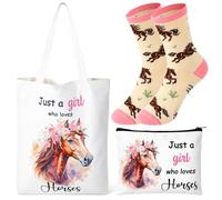 ViEinkaufen Regalos para mujeres, bolsa de mano, bolsa de maquillaje y calcetines, regalos de cumpleaños para tía, esposa, madre, hermanas, mejores amigas, profesores, colegas, Caballo marrón, Talla