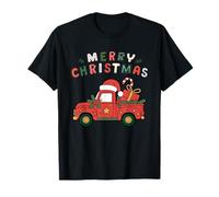Viejo camión agrícola Cargado con árbol de Navidad y Sombrero de Papá Noel Camiseta