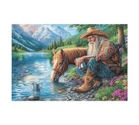 Viejo Hombre Caballo Granja Campo Naturaleza Salvaje Hermosa Puzzle 1000 Piezas Colorido Cartón Rompecabezas Familiar para Toda La Familia Juguete Educativo 3D Maquetas Construir 1000 PCS