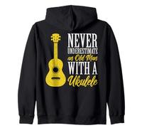 Viejo Hombre con un Ukelele Hawaiano Guitarrista músico música Sudadera con Capucha