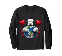 Viejo Inglés Pastor Perro Día de la Tierra Abrazo Amor Dueño Planeta Mamá Manga Larga