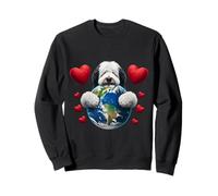 Viejo Inglés Pastor Perro Día de la Tierra Abrazo Amor Dueño Planeta Mamá Sudadera
