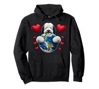 Viejo Inglés Pastor Perro Día de la Tierra Abrazo Amor Dueño Planeta Mamá Sudadera con Capucha