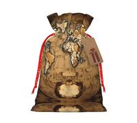 Viejo mapa del mundo manchado 1 pieza bolsa de material duradero 8.3 x 11.8 pulgadas con cordón para regalo elegante de Halloween