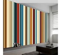 Viejo Mundo Papel Pintado Efecto 3D 450 x 280 cm, Papel tapiz fotográfico Retro Rayas Verticales De Colores Fotomurales Pared Tejido No Tejido Moderna Decoración De Pared Sala Cuarto Oficina Salón