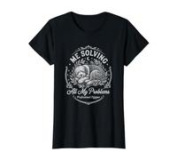 Viejo Pastor Inglés Me Resolviendo Mis Problemas Dormir Siesta Divertido Camiseta gráfica económica, Mujer, Negro, M