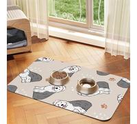 Viejo Perro Pastor inglés,Tapete para Comida de Mascotas, manteles Individuales de Cuero sintético para Gatos y Perros,40x60cm