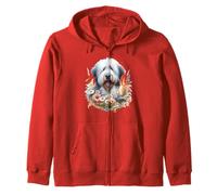 Viejo perro pastor inglés verano flores silvestres Sudadera con Capucha