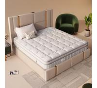 VIEKOS Colchón de muelles ensacados de 7 zonas, 140 x 190 cm, H3, 25 cm de alto, colchón híbrido con espuma fría, soporte preciso, transpirable, Öko-Tex, para cama de una plaza, color blanco