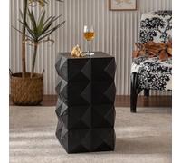 VIEKOS Mesita de noche retro, 60 cm de alto, diseño en relieve 3D, madera, negro, no requiere montaje