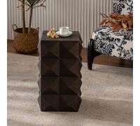 VIEKOS Mesita de noche retro de madera, diseño tridimensional, 60 cm de altura, color marrón, no requiere montaje