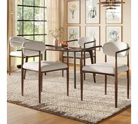 VIEKOS Tela de lino de alta calidad (4 unidades), silla de comedor, silla de maquillaje, ligera en estilo de moda, silla moderna simple, diseño ergonómico y ajustable de pie