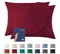 Vielit Funda de almohada de 70 x 90 cm, color rojo, suave, funda de almohada de 70 x 90 cm, juego de 2 unidades, microfibra, funda decorativa para cojín de 70 x 90 cm, certificado ecológico