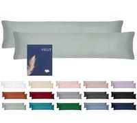 Vielit Juego de 2 fundas de almohada para dormir de lado, 40 x 145, 40 x 145 cm, funda de almohada suave con certificado ecológico Sage Verde