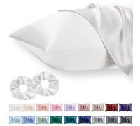 Vielit Paquete de 2 fundas de almohada de satén para refrescar el cabello y la piel, suaves como la seda para el cabello y la piel, más fácil de cuidar que la funda de almohada de seda, color blanco
