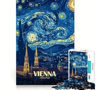 Viena,Austria Juego de Rompecabezas de lógica de 1000 Piezas con diseño de la Noche Estrellada Bordes Lisos y Cortes de precisión reuniones Familiares (38x26cm)