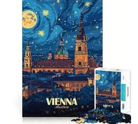 Viena Austria Paisaje Nocturno Arte Rompecabezas de 1000 Piezas para Adultos Juego de Memoria Cerebral Encaje Huecos Actividad Relajante para un Descanso Mental (38x26cm)