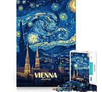 Viena,Austria Rompecabezas artístico Noche Estrellada para Adultos,1000 Piezas Juego de Memoria Ensamblaje Firme y Seguro Juego de construcción de Conexiones significativas (50x75cm)