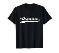 Viena Austria Vintage Cursiva Nombre Ciudad Modo Vacaciones Camiseta