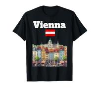 Viena Viaje Souvenir Horizonte Amante Austria Mapa Bandera austriaca Camiseta
