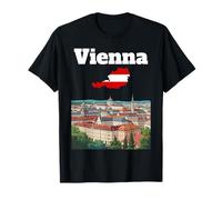 Viena Viaje Souvenir Horizonte Amante Austria Mapa Bandera austriaca Camiseta