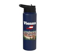 Viena viaje souvenir horizonte amante Austria mapa bandera austriaca Stainless Steel Insulated Water Bottle