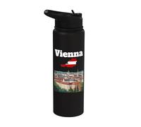 Viena viaje souvenir horizonte amante Austria mapa bandera austriaca Stainless Steel Insulated Water Bottle