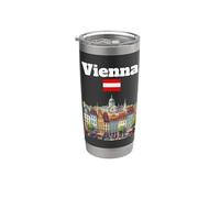 Viena viaje souvenir horizonte amante Austria mapa bandera austriaca Vaso térmico de acero inoxidable de doble pared