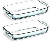 Vienberg Juego de fuente de cristal para horno, rectangular, cuadrada, redonda, de vidrio de borosilicato, resistente al calor hasta 300 °C, apto para horno, resistente al calor (2 rectangulares)