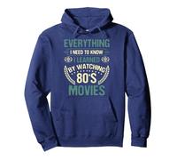 Viendo películas Que aprendí Viendo películas de los 80 Sudadera con Capucha, Unisex para Adultos, Azul Marino, XXL