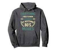 Viendo películas Que aprendí Viendo películas de los 80 Sudadera con Capucha, Unisex para Adultos, Jaspeado Oscuro, L