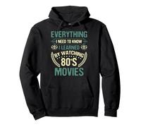 Viendo películas Que aprendí Viendo películas de los 80 Sudadera con Capucha, Unisex para Adultos, Negro, XL