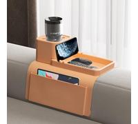 VIENFUT - Bandeja para portavasos de sofá, bandeja antideslizante de silicona con bolsillos laterales, sin BPA, antiderrames, soporte para bebidas para YETI, control remoto, aperitivos, teléfono