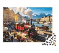 Vienna Citycape Adult Jigsaws 1000 Piece Recycled Material Steam Train Jigsaw Puzzles Puzzle Accesorios de Juego Party Accesorios de Juego Excelente Regalo Idea for Women 52x38cm/1000pcs