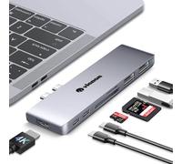 VIENON Adaptador multipuerto USB C Hub para MacBook, estación de acoplamiento 7 en 2 con 4KHDMI, Thunderbolt 2 de 40 Gbps, USB 3.0 de 5 Gbps y USB C 3.0, lector de tarjetas SD/TF