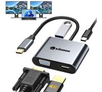 VIENON Adaptador USB C a HDMI VGA, concentrador USB C 4 en 1, USB tipo C a HDMI/VGA para monitor dual con USB 3.0, PD de 100 W, (Thunderbolt 3/4) tipo C, divisor de pantalla extendida para MacBook