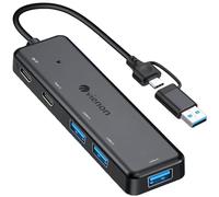 VIENON Hub USB 3.0 (5 en 1), concentrador USB C, adaptador USB C a USB 3.0 con 2 puertos USB C y 3 puertos USB A, extensor USB A y C estación de acoplamiento para laptop, PC, MacBook Dell, HP, PS4/5,
